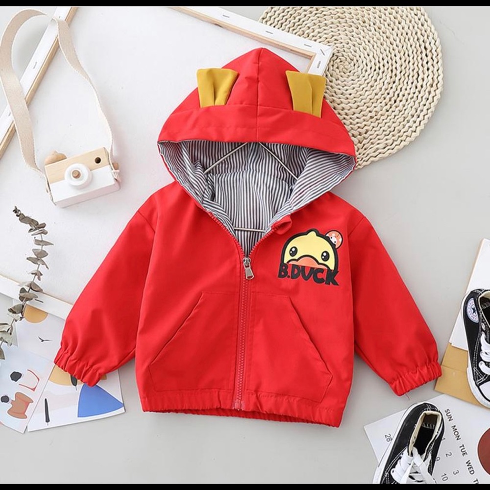 Red duffle jacket
